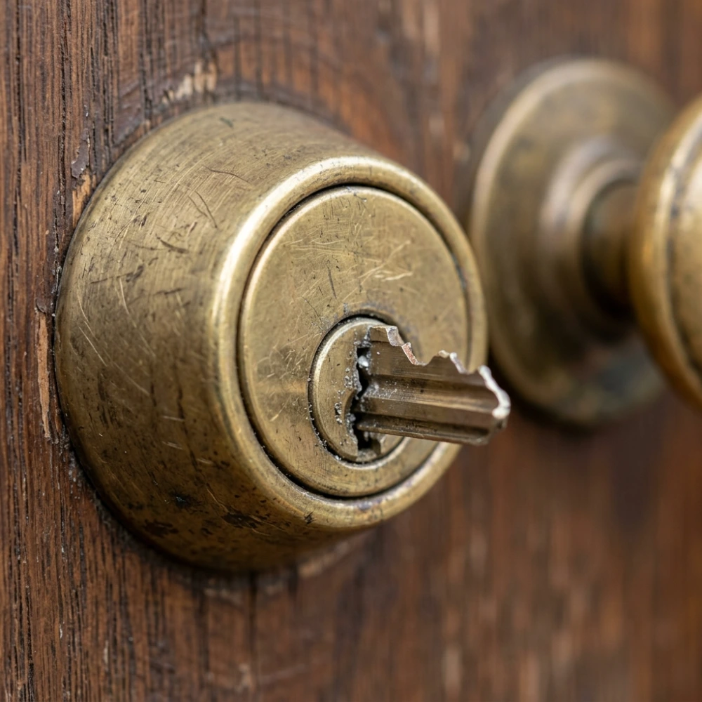 Broken key fragment stuck inside a door lock