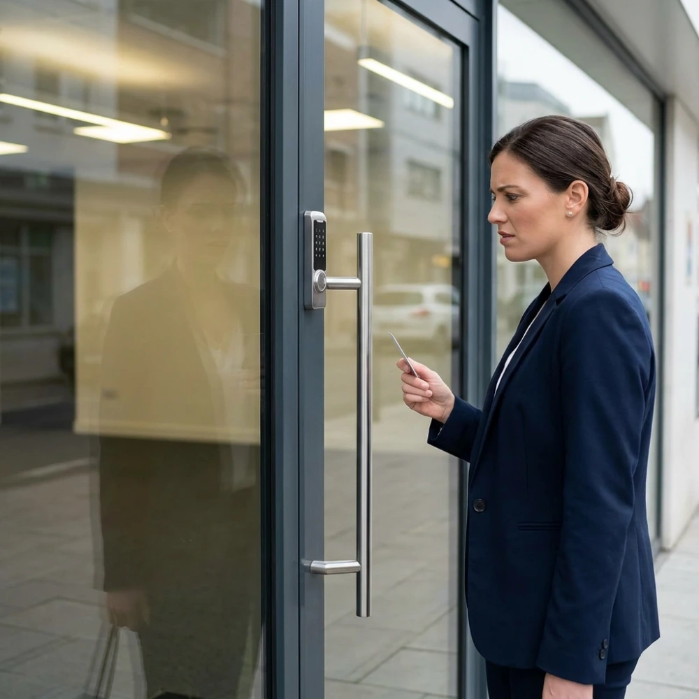 Commercial lockout service at an office door lock