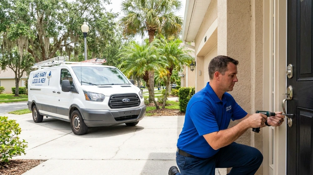 Locksmith servicing an estate home in Heathrow Woods, FL